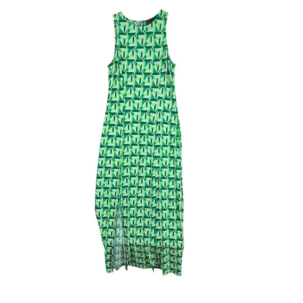 New Donna Morgan Boat Neck Sleeveless Side Slit Maxi Dress size 6 Mint Green